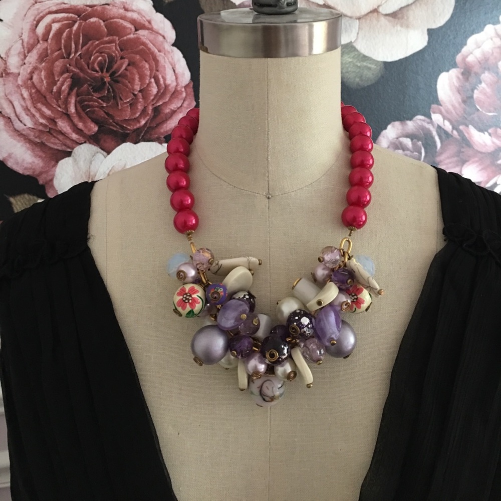 Bauble Necklace Hot Pink/ Purple